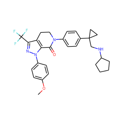 COc1ccc(-n2nc(C(F)(F)F)c3c2C(=O)N(c2ccc(C4(CNC5CCCC5)CC4)cc2)CC3)cc1 ZINC000036415213