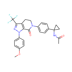 COc1ccc(-n2nc(C(F)(F)F)c3c2C(=O)N(c2ccc(C4(NC(C)=O)CC4)cc2)CC3)cc1 ZINC000040392950