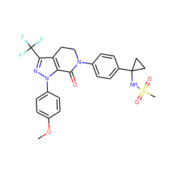 COc1ccc(-n2nc(C(F)(F)F)c3c2C(=O)N(c2ccc(C4(NS(C)(=O)=O)CC4)cc2)CC3)cc1 ZINC000040873661