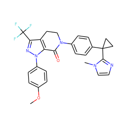 COc1ccc(-n2nc(C(F)(F)F)c3c2C(=O)N(c2ccc(C4(c5nccn5C)CC4)cc2)CC3)cc1 ZINC000034060094