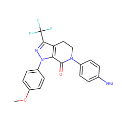 COc1ccc(-n2nc(C(F)(F)F)c3c2C(=O)N(c2ccc(N)cc2)CC3)cc1 ZINC000014969487