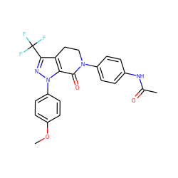 COc1ccc(-n2nc(C(F)(F)F)c3c2C(=O)N(c2ccc(NC(C)=O)cc2)CC3)cc1 ZINC000014969492