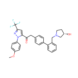 COc1ccc(-n2nc(C(F)(F)F)cc2C(=O)Cc2ccc(-c3ccccc3CN3CC[C@H](O)C3)cc2)cc1 ZINC000029037704