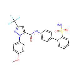 COc1ccc(-n2nc(C(F)(F)F)cc2C(=O)Nc2ccc(-c3ccccc3S(N)(=O)=O)cc2)cc1 ZINC000013529944