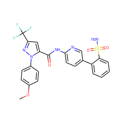 COc1ccc(-n2nc(C(F)(F)F)cc2C(=O)Nc2ccc(-c3ccccc3S(N)(=O)=O)cn2)cc1 ZINC000013529947