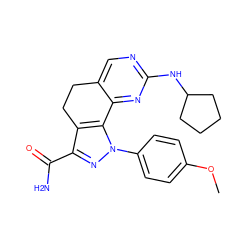 COc1ccc(-n2nc(C(N)=O)c3c2-c2nc(NC4CCCC4)ncc2CC3)cc1 ZINC000045384126