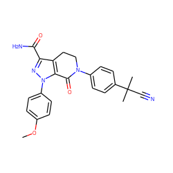 COc1ccc(-n2nc(C(N)=O)c3c2C(=O)N(c2ccc(C(C)(C)C#N)cc2)CC3)cc1 ZINC000146783678