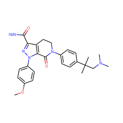 COc1ccc(-n2nc(C(N)=O)c3c2C(=O)N(c2ccc(C(C)(C)CN(C)C)cc2)CC3)cc1 ZINC000201957533