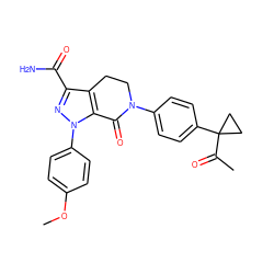 COc1ccc(-n2nc(C(N)=O)c3c2C(=O)N(c2ccc(C4(C(C)=O)CC4)cc2)CC3)cc1 ZINC000040391224