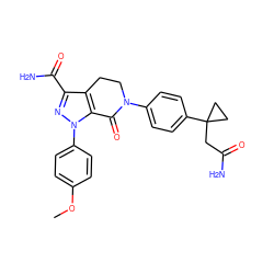 COc1ccc(-n2nc(C(N)=O)c3c2C(=O)N(c2ccc(C4(CC(N)=O)CC4)cc2)CC3)cc1 ZINC000040874040