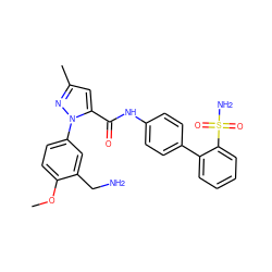 COc1ccc(-n2nc(C)cc2C(=O)Nc2ccc(-c3ccccc3S(N)(=O)=O)cc2)cc1CN ZINC000013529950