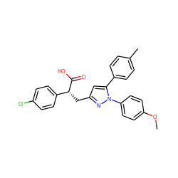 COc1ccc(-n2nc(C[C@@H](C(=O)O)c3ccc(Cl)cc3)cc2-c2ccc(C)cc2)cc1 ZINC000028962615