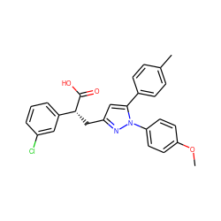 COc1ccc(-n2nc(C[C@@H](C(=O)O)c3cccc(Cl)c3)cc2-c2ccc(C)cc2)cc1 ZINC000028962624