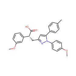 COc1ccc(-n2nc(C[C@@H](C(=O)O)c3cccc(OC)c3)cc2-c2ccc(C)cc2)cc1 ZINC000028962644