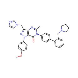 COc1ccc(-n2nc(Cn3ccnc3)c3nc(C)n(-c4ccc(-c5ccccc5CN5CCCC5)cc4)c(=O)c32)cc1 ZINC000014950545