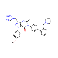 COc1ccc(-n2nc(Cn3cnnn3)c3nc(C)n(-c4ccc(-c5ccccc5CN5CCCC5)cc4)c(=O)c32)cc1 ZINC000014950549