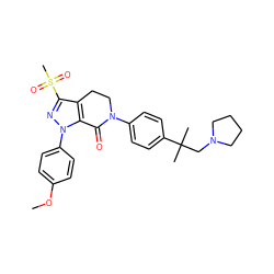 COc1ccc(-n2nc(S(C)(=O)=O)c3c2C(=O)N(c2ccc(C(C)(C)CN4CCCC4)cc2)CC3)cc1 ZINC000147022662