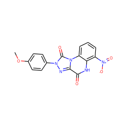 COc1ccc(-n2nc3c(=O)[nH]c4c([N+](=O)[O-])cccc4n3c2=O)cc1 ZINC000013580747