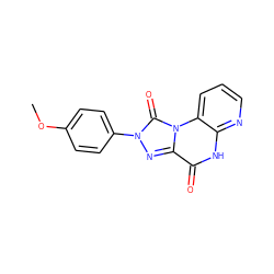 COc1ccc(-n2nc3c(=O)[nH]c4ncccc4n3c2=O)cc1 ZINC000040916242