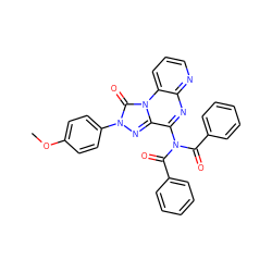 COc1ccc(-n2nc3c(N(C(=O)c4ccccc4)C(=O)c4ccccc4)nc4ncccc4n3c2=O)cc1 ZINC000040914596