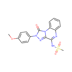 COc1ccc(-n2nc3c(NS(C)(=O)=O)nc4ccccc4n3c2=O)cc1 ZINC000040940493