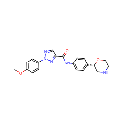 COc1ccc(-n2ncc(C(=O)Nc3ccc([C@H]4CNCCO4)cc3)n2)cc1 ZINC000146988084