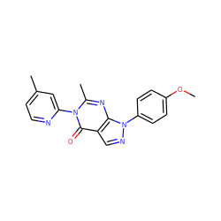 COc1ccc(-n2ncc3c(=O)n(-c4cc(C)ccn4)c(C)nc32)cc1 ZINC000473247209