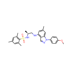 COc1ccc(-n2ncc3c(NC[C@H](C)NS(=O)(=O)c4c(C)cc(C)cc4C)cc(C)cc32)cc1 ZINC000066065864