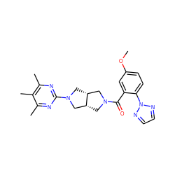 COc1ccc(-n2nccn2)c(C(=O)N2C[C@@H]3CN(c4nc(C)c(C)c(C)n4)C[C@@H]3C2)c1 ZINC000116822077