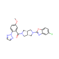 COc1ccc(-n2nccn2)c(C(=O)N2C[C@@H]3CN(c4nc5cc(Cl)ccc5o4)C[C@@H]3C2)c1 ZINC001772577065