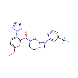 COc1ccc(-n2nccn2)c(C(=O)N2CC[C@H]3CN(c4cc(C(F)(F)F)ccn4)[C@H]3C2)c1 ZINC000116824778