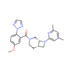 COc1ccc(-n2nccn2)c(C(=O)N2CC[C@H]3CN(c4cc(C)cc(C)n4)[C@H]3C2)c1 ZINC000116828710