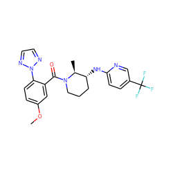 COc1ccc(-n2nccn2)c(C(=O)N2CCC[C@@H](Nc3ccc(C(F)(F)F)cn3)[C@@H]2C)c1 ZINC000218439796