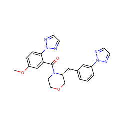 COc1ccc(-n2nccn2)c(C(=O)N2CCOC[C@H]2Cc2cccc(-n3nccn3)c2)c1 ZINC000205634825