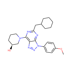 COc1ccc(-n2nnc3c(N4CCC[C@H](O)C4)nc(CC4CCCCC4)nc32)cc1 ZINC000095555947