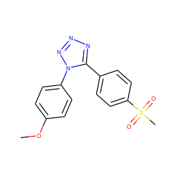 COc1ccc(-n2nnnc2-c2ccc(S(C)(=O)=O)cc2)cc1 ZINC000066099270