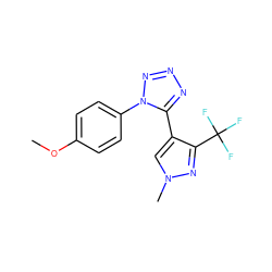 COc1ccc(-n2nnnc2-c2cn(C)nc2C(F)(F)F)cc1 ZINC000004060302