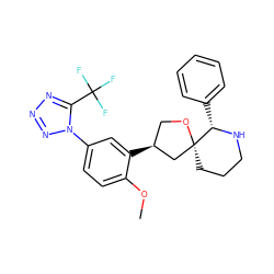 COc1ccc(-n2nnnc2C(F)(F)F)cc1[C@H]1CO[C@]2(CCCN[C@H]2c2ccccc2)C1 ZINC000003952188