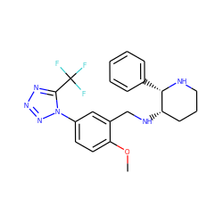 COc1ccc(-n2nnnc2C(F)(F)F)cc1CN[C@H]1CCCN[C@H]1c1ccccc1 ZINC000022445948