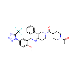 COc1ccc(-n2nnnc2C(F)(F)F)cc1CN[C@H]1CCN(C(=O)C2CCN(C(C)=O)CC2)C[C@H]1c1ccccc1 ZINC000014176509