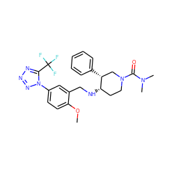 COc1ccc(-n2nnnc2C(F)(F)F)cc1CN[C@H]1CCN(C(=O)N(C)C)C[C@H]1c1ccccc1 ZINC000073167647