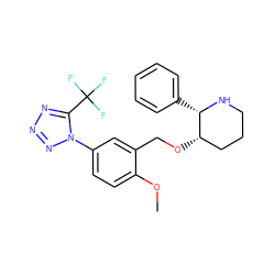 COc1ccc(-n2nnnc2C(F)(F)F)cc1CO[C@H]1CCCN[C@H]1c1ccccc1 ZINC000473083176