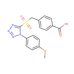 COc1ccc(-n2nnnc2S(=O)(=O)Cc2ccc(C(=O)O)cc2)cc1 ZINC000001079677