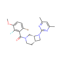 COc1ccc(Br)c(C(=O)N2CC[C@H]3CN(c4nc(C)cc(C)n4)[C@H]3C2)c1F ZINC000116825656