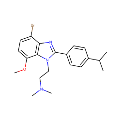 COc1ccc(Br)c2nc(-c3ccc(C(C)C)cc3)n(CCN(C)C)c12 ZINC000058582976