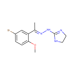 COc1ccc(Br)cc1/C(C)=N/NC1=NCCN1 ZINC000004770307