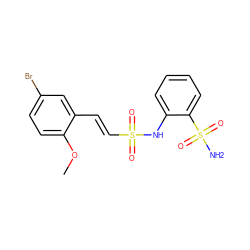 COc1ccc(Br)cc1/C=C/S(=O)(=O)Nc1ccccc1S(N)(=O)=O ZINC000143972414