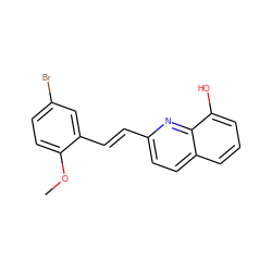 COc1ccc(Br)cc1/C=C/c1ccc2cccc(O)c2n1 ZINC000004140790