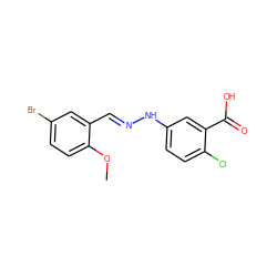 COc1ccc(Br)cc1/C=N/Nc1ccc(Cl)c(C(=O)O)c1 ZINC000004921033