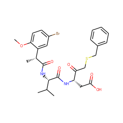 COc1ccc(Br)cc1[C@@H](C)C(=O)N[C@H](C(=O)N[C@@H](CC(=O)O)C(=O)CSCc1ccccc1)C(C)C ZINC000028356500